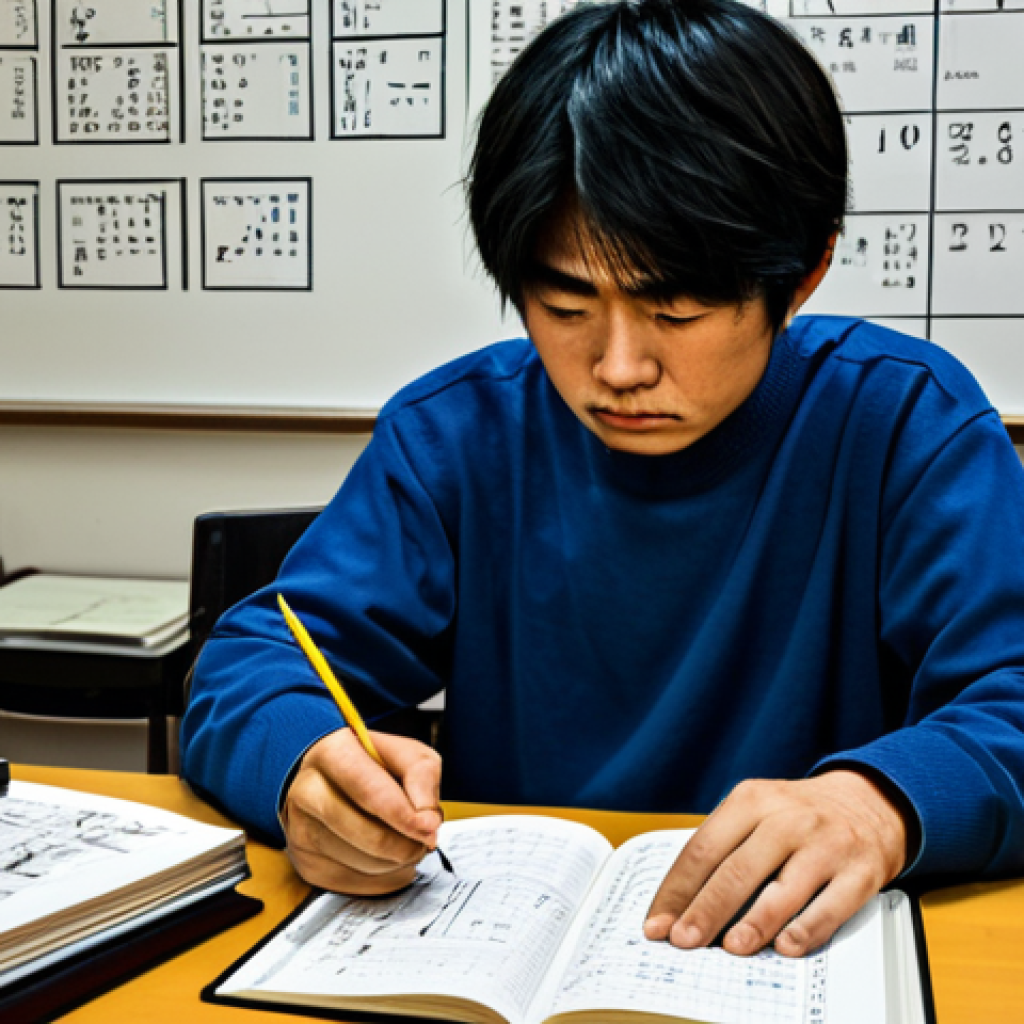 전자기술사 자격증 취득 후기 - The Overwhelmed Beginner**
A young Japanese professional, visibly overwhelmed, sits at a cluttered ...