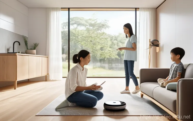 전자기술사와 관련된 직업별 수요 분석 - **Prompt:** A vibrant, futuristic smart home interior, bathed in soft, natural light, where a divers...