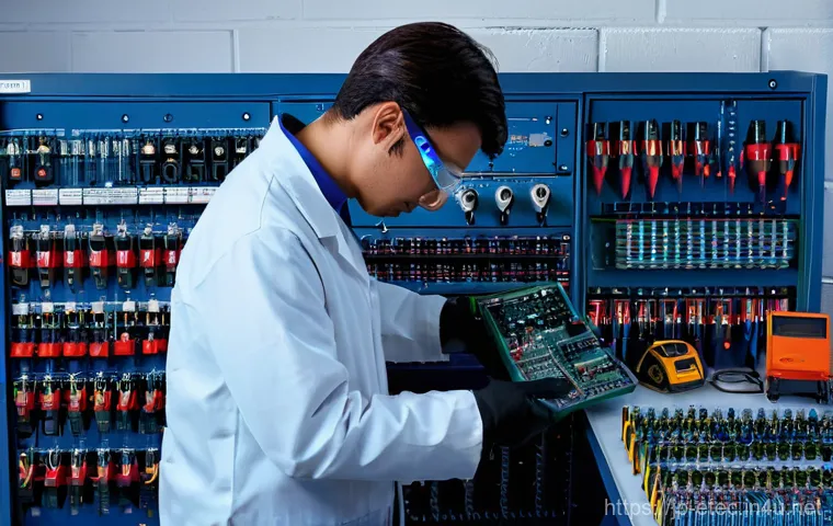 전자기술사 관련 실험실 안전 가이드 - Prompt 1: Focused Engineer at a Safe and Organized Electronics Workbench**