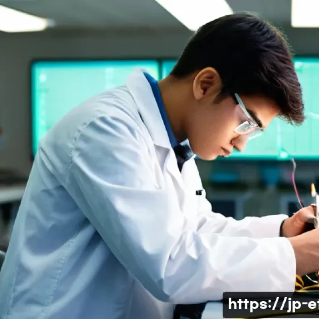전자기술사 실기시험 장비 설치 및 조작 - **Prompt:** A young, focused electrical engineering student in a well-lit, clean electronics laborat...