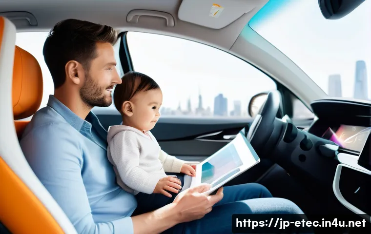 전자기술사와 관련된 산업 동향 분석 - **Prompt 1: Futuristic Autonomous Family Journey**
    "A serene and futuristic scene inside a sleek...