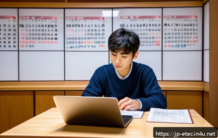 전자기술사 합격자 인터뷰 - A modern Japanese study room scene with a young Japanese adult sitting at a tidy desk, surrounded by...