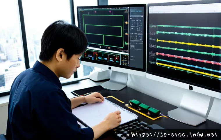 전자기술사와 관련된 프로젝트 보고서 작성 - Photorealistic Japanese electrical engineering consultant preparing a project report at a clean mode...